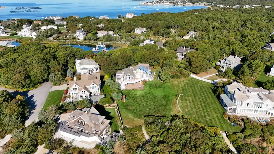Great Island from above with the ocean beyond