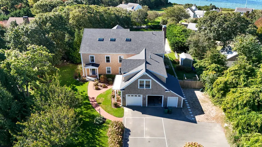 Front entry and garage from above
