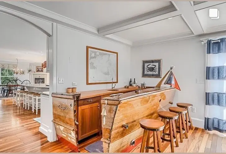 Home bar built from the stern of a real boat