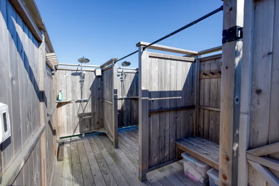 Inside the cedar outdoor shower