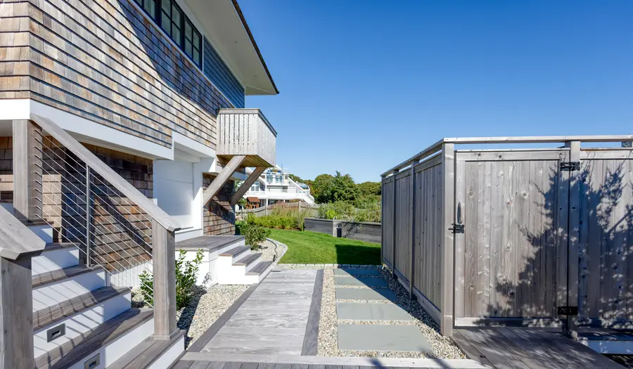 Rear stairs and cedar enclosure