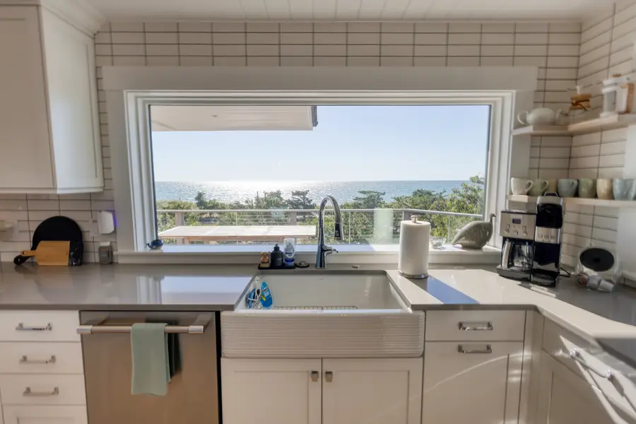 Kitchen sink under a picture window