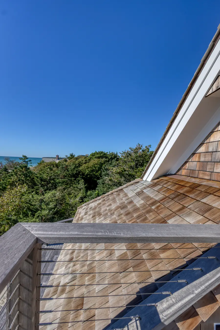 Red cedar shingles at the roof edge